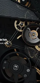 Futuristic mechanical gears wallpaper with intricate design.