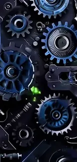 Futuristic blue and black gear mechanism design