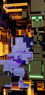 Futuristic geometric abstract cubes wallpaper with vibrant colors.