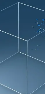 Futuristic blue geometric mobile wallpaper with cubes.