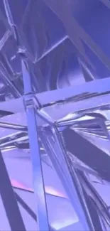 Futuristic geometric wallpaper with chrome effect in purple tones.