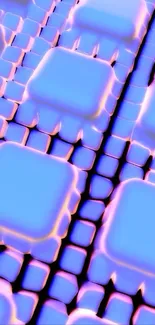 Blue and purple glowing geometric pattern wallpaper.