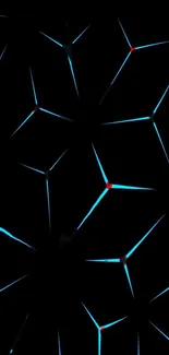 Black background with neon geometric lines and red highlights.