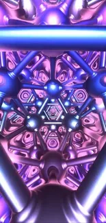 Futuristic geometric pattern with metallic hues.