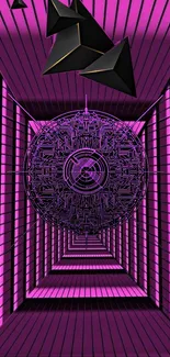 Purple and black geometric mobile wallpaper with a futuristic design.