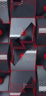 Futuristic geometric wallpaper with red accents.