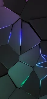 Futuristic geometric wallpaper with neon lines.