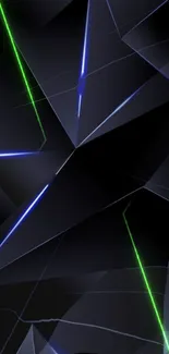 Futuristic geometric mobile wallpaper with neon lines and dark theme.