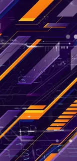 Purple and orange futuristic geometric phone wallpaper.