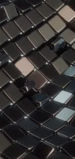 Futuristic geometric black tile wallpaper.