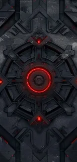 Futuristic geometric design wallpaper with red accents.