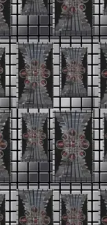 Futuristic geometric wallpaper with intricate tech design.