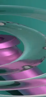 Futuristic glass swirls in teal and pink.