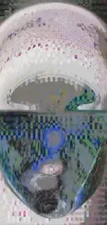 Glitch art mask with futuristic design