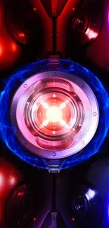 Futuristic lens with glowing neon colors.