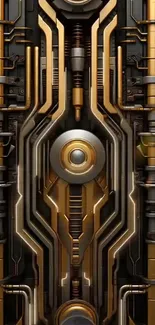 Futuristic gold circuit with intricate designs.