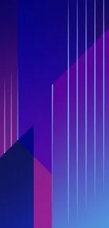 Futuristic blue and purple gradient wallpaper with geometric lines.