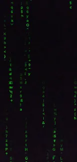 Mobile wallpaper with green digital code on a dark background, reminiscent of the Matrix.