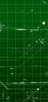 Futuristic green grid design wallpaper with digital patterns.