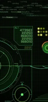 Futuristic green digital tech wallpaper for mobile devices.