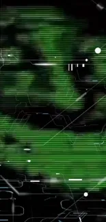 Futuristic green tech wallpaper with digital lines and abstract circuits.