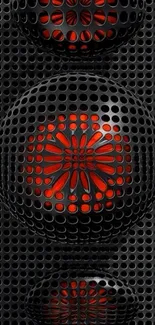 Abstract red and black grille wallpaper design.