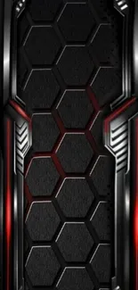 Futuristic metallic wallpaper with hexagon pattern.