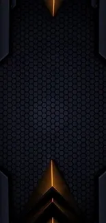 Futuristic hexagon pattern wallpaper with metallic glow.