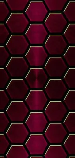 Futuristic deep purple hexagonal wallpaper with neon green outlines.