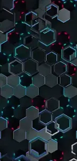 Futuristic hexagon pattern wallpaper with vibrant accents.