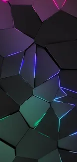 Futuristic hexagonal wallpaper with dark background and glowing accents.