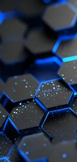 Futuristic hexagonal pattern with blue glow
