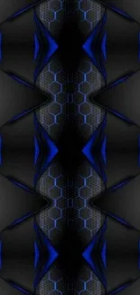 Futuristic hexagonal pattern in black and blue shades