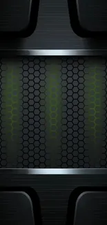 Futuristic hexagonal pattern wallpaper with a sleek dark design.