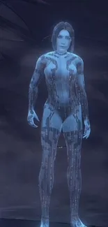 Futuristic hologram woman design in blue tones.