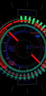 Futuristic digital HUD wallpaper with neon colors.