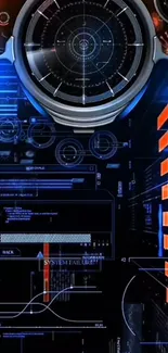Futuristic digital HUD design with sci-fi elements.