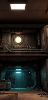 Futuristic industrial sci-fi corridor with yellow doors and metallic textures.