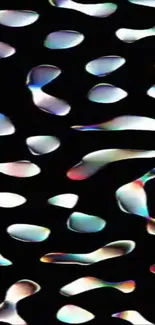 Iridescent abstract shapes on dark background wallpaper.