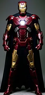 Futuristic red and gold armored suit mobile wallpaper.