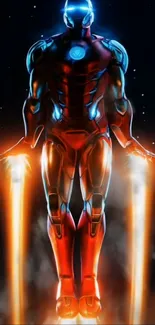 Futuristic armor suit with glowing energy beams, perfect for sci-fi fans.