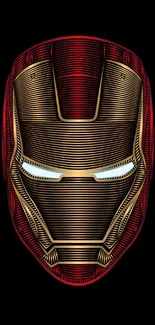 Futuristic metallic iron mask on a black background mobile wallpaper.