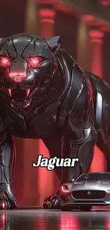 Metallic jaguar and sports car art wallpaper.