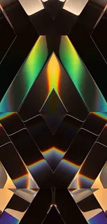 Futuristic kaleidoscope wallpaper with geometric patterns.