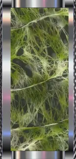 Futuristic leaf pattern with metallic texture.