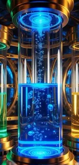 Colorful futuristic liquid tubes in neon light.