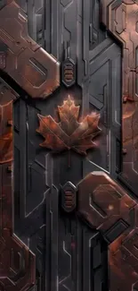 Futuristic metallic maple leaf wallpaper