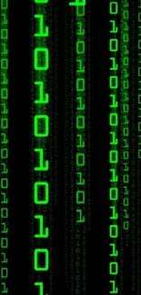 Matrix style binary code wallpaper with green digits on black.