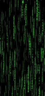 Green Matrix code mobile wallpaper with a digital cyberpunk theme.