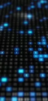 Futuristic matrix wallpaper with glowing blue numbers